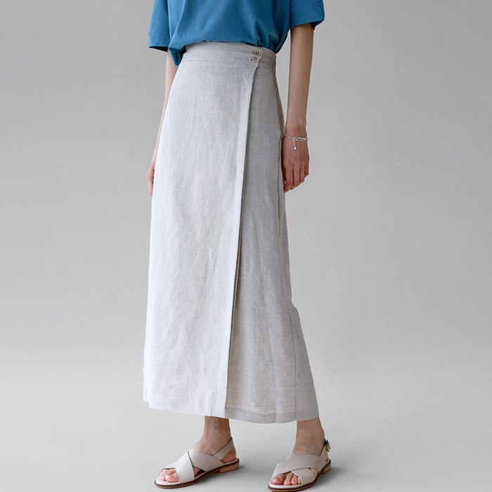 Linen wrap long skirt