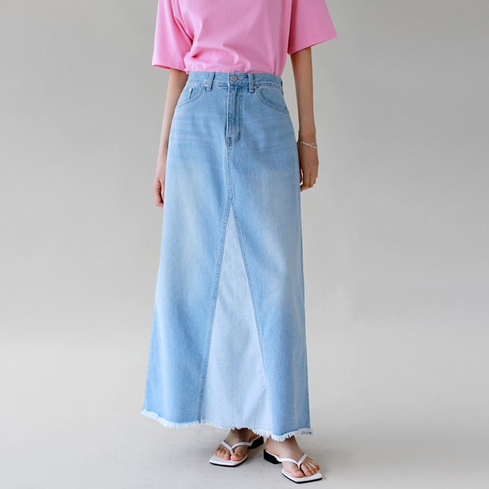 A-line denim long skirt