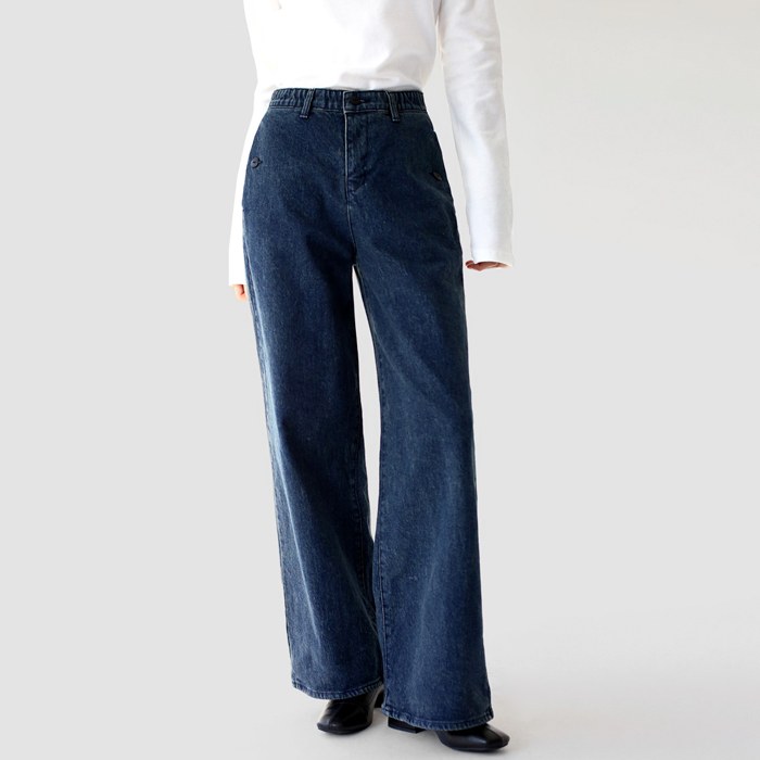 Pocket Button Denim Pants