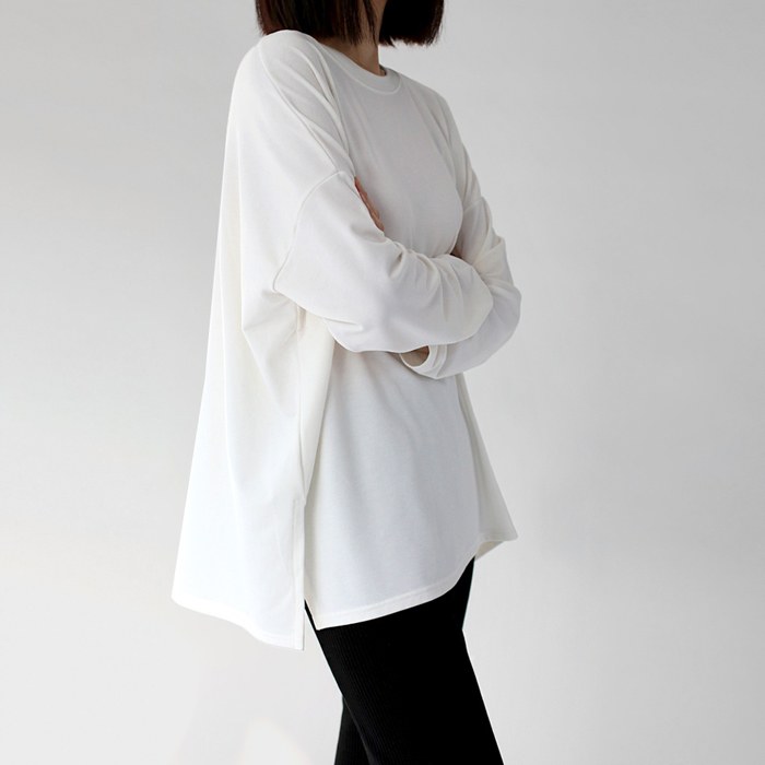 Brushed layered long tee