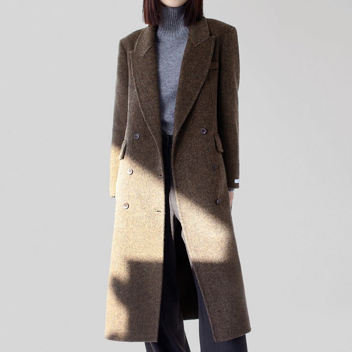 Double herringbone handmade long coat