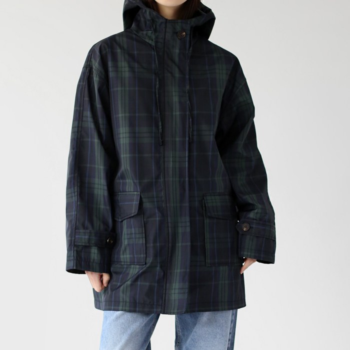 Hood check half field jacket